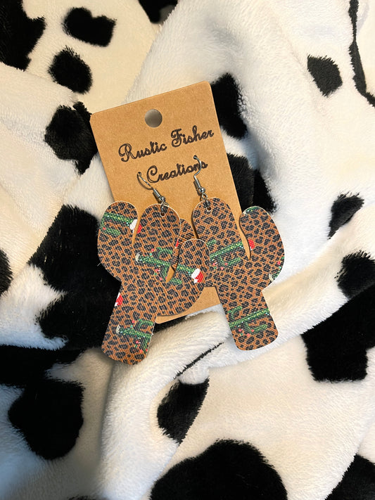 Cactus Leopard Print Earrings